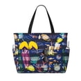 thumbnail image 1 of Goofa Sea Inhabitans and Herb Print Beach Bags Waterproof Beach Tote Bag Zipper Sandproof Swim Pool Bag Large Tote Beach Vacation Travel, 1 of 6