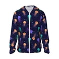 thumbnail image 1 of Goofa Sea Jellyfish Printed Women's UPF 50+ Sun Protection Hoodie Jacket Lightweight Long Sleeve Sun Shirt for Women with Pocket Hiking Outdoor-, 1 of 9