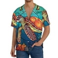 thumbnail image 1 of Goofa Sea Turtle in Coral Printed Men's Casual Short-sleeved Shirt,Lightweight Breathable Button-down,Summer Casual men's top,Versatile Fashion shirt-, 1 of 7