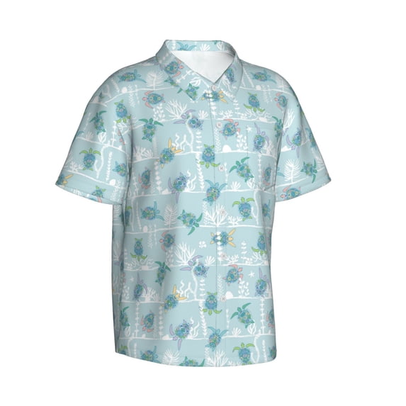 Goofa Sea Turtle Hawaiian Shirt for Men, Unisex Summer Beach Casual Short Sleeve Button Down Shirts,Aloha Tropical Floral print shirt-XX-Large