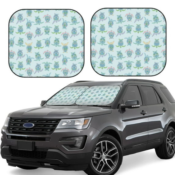 Goofa Sea Turtle Pattern 2 Piece Car Windshield Sun Shade Foldable | Front Windshield Shade for Sun, Heat and UV Rays | Sunshade for Car Front Window-