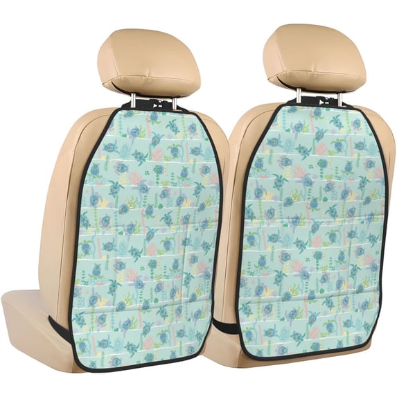 Goofa Sea Turtle Pattern Car Back Seat Protector for Kids (2 Pack) ,Anti-kick Storage Mat for Car Seats,Shields from Footprints