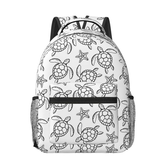 Goofa Sea Turtle Pattern Comfortable Student Backpack - Ergonomic Design, Durable, Water-Resistant, Multi-Compartment,Travel, and Outdoor Activities