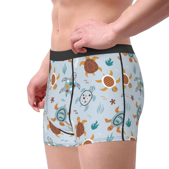 Goofa Sea Turtle Printed Men's Boxer Briefs Underwear, Moisture-Wicking Underwear, Trunk,Soft and Breathable Cotton Underwear-Medium