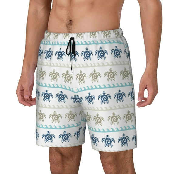 Goofa Sea Turtle Printed Men's Swim Trunks Board Shorts Quick Dry Mens Swimming Trunks with Compression Liner,Breathable Fit Hawaii Beach Shorts-XX-Large