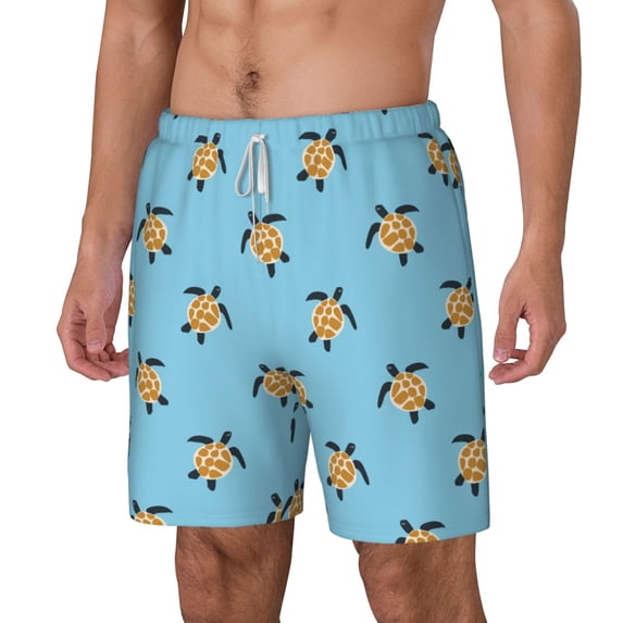 Goofa Sea Turtle Printed Men's Swim Trunks Board Shorts Quick Dry Mens Swimming Trunks with Compression Liner,Breathable Fit Hawaii Beach Shorts-Medium