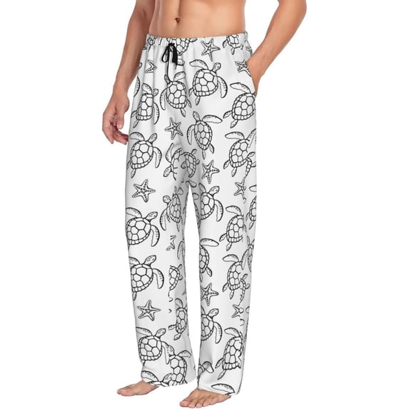 Goofa Sea Turtle Printed Soft Pajama Pants for Men, Wide Leg Comfy Casual Lounge Yoga Pants-Medium
