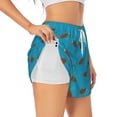 thumbnail image 1 of Goofa Sea Turtle Printed Women 2 in 1 Running Shorts,Quick Dry Athletic Workout Shorts,High Waisted Athletic Shorts with Liner Pockets-Small, 1 of 9