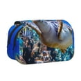 thumbnail image 1 of Goofa Sea Turtle Swims Pattern Double Layer Pen Pencil Case, Protective Large Capacity Storage Organizer Pen Pouch, Office College Supplies for Teens Adults, 1 of 7