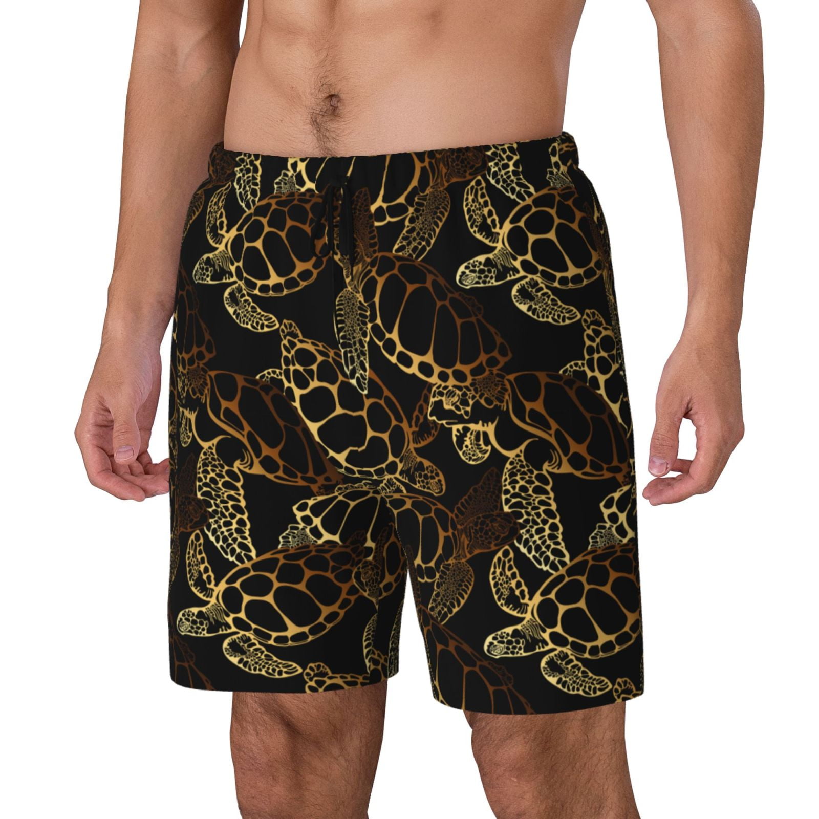 Goofa Sea Turtle With Ocean Printed Men's Swim Trunks Board Shorts ...
