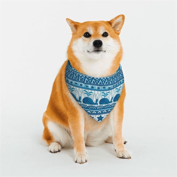 Goofa Sea Underwater Animals Pattern Pet Scarf Bandana - Adjustable and Comfortable,Dog Scarf Bib Kerchief Breedfor Dogs and Cats-Large