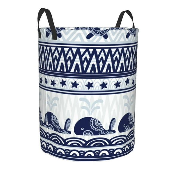 Goofa Sea Underwater Animals1 Printed Circular Hamper,Laundry Basket with Handles,Storage Baskets Foldable,Large Capacity Laundry Hamper-Small