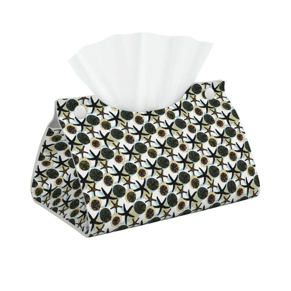 Goofa Sea Urchin Pattern Triangle Square Tissue Box Cover, Modern PVC Leathe Facial Paper Holder,Decorative Holder/Organizer for Bathroom Vanity Countertop