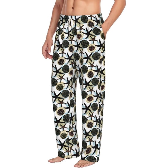 Goofa Sea Urchin Printed Soft Pajama Pants for Men, Wide Leg Comfy Casual Lounge Yoga Pants-Large
