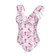 thumbnail image 1 of Goofa Seahorse and Starfish Print Women's Ruffled One Piece Swimsuit V Neck, 1 of 6