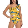 thumbnail image 1 of Goofa Shark Print Pattern Women's One Piece Swimsuits Tummy Control Bathing Suits Asymmetric One Shoulder Swimwear-XX-Large, 1 of 6