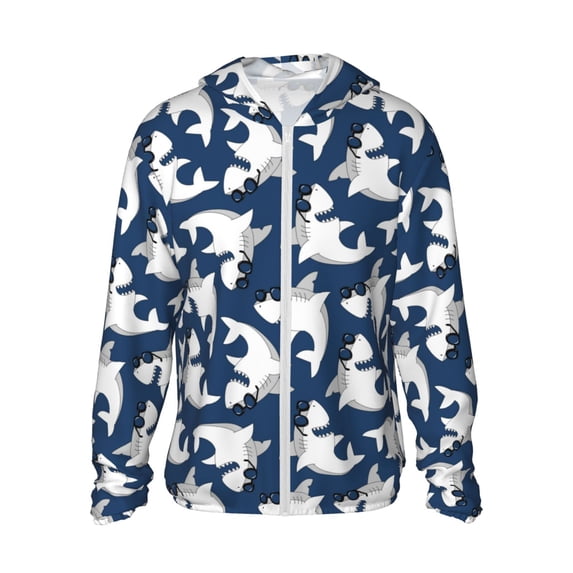 Goofa Shark Printed Women's UPF 50+ Sun Protection Hoodie Jacket Lightweight Long Sleeve Sun Shirt for Women with Pocket Hiking Outdoor-