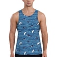 thumbnail image 1 of Goofa Sharks on White Blue Striped Pattern Men's Workout Tank Top Slim-Fit Tank Quick Dry Fit Muscle Tank Top Beach Tank Top Bodybuilding Sleeveless T Shirt-Medium, 1 of 7