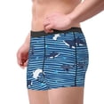 thumbnail image 1 of Goofa Sharks on White Blue Striped Printed Men's Boxer Briefs Underwear, Moisture-Wicking Underwear, Trunk,Soft and Breathable Cotton Underwear-, 1 of 9