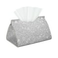 thumbnail image 1 of Goofa Silver Glitter Pattern Triangle Square Tissue Box Cover, Modern PVC Leathe Facial Paper Holder,Decorative Holder/Organizer for Bathroom Vanity Countertop, 1 of 9