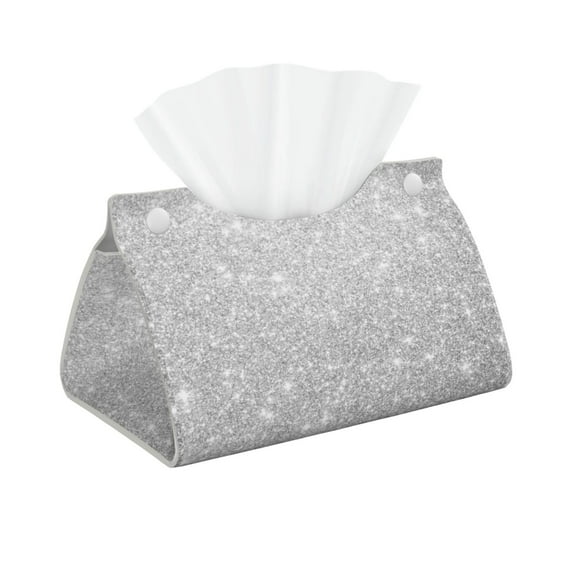 Goofa Silver Glitter Pattern Triangle Square Tissue Box Cover, Modern PVC Leathe Facial Paper Holder,Decorative Holder/Organizer for Bathroom Vanity Countertop