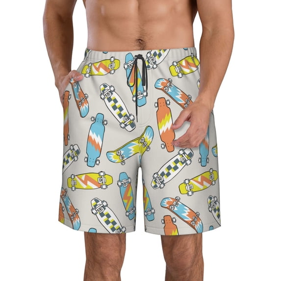 Goofa Skateboard Printed Mens Swim Trunks Summer Quick Dry Short Beach Swimwear Bathing Suits-Medium