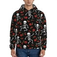 thumbnail image 1 of Goofa Skeleton with Roses for Men's Hooded Sweatshirt - Lightweight Pullover Hoodie with Kangaroo Pocket, Perfect for Everyday Wear-Small, 1 of 7
