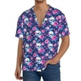 thumbnail image 1 of Goofa Skull Flower Printed Men's Casual Short-sleeved Shirt,Lightweight Breathable Button-down,Summer Casual men's top,Versatile Fashion shirt-Large, 1 of 7