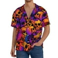 thumbnail image 1 of Goofa Skull Printed Men's Casual Short-sleeved Shirt,Lightweight Breathable Button-down,Summer Casual men's top,Versatile Fashion shirt-X-Large, 1 of 7