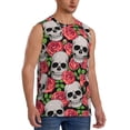 thumbnail image 1 of Goofa Skull and Roses Printed Men's Sleeveless T-Shirt - Athletic Gym Workout Tank Top for Men - Moisture-Wicking, UPF 30+ Quick-Dry Muscle Tee-3X-Large, 1 of 8