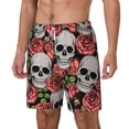 thumbnail image 1 of Goofa Skull and Roses Printed Men's Swim Trunks Board Shorts Quick Dry Mens Swimming Trunks with Compression Liner,Breathable Fit Hawaii Beach Shorts-Large, 1 of 9