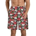 thumbnail image 1 of Goofa Skull and Roses Printed Mens Swim Trunks Summer Quick Dry Short Beach Swimwear Bathing Suits-3X-Large, 1 of 9