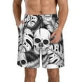 thumbnail image 1 of Goofa Skull and palm leaves Printed Mens Swim Trunks Summer Quick Dry Short Beach Swimwear Bathing Suits-3X-Large, 1 of 9