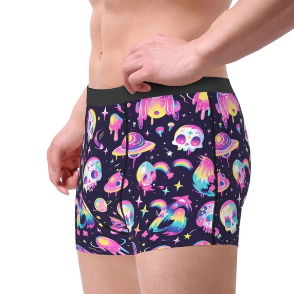 Goofa Skull mushroom space Printed Men's Boxer Briefs Underwear, Moisture-Wicking Underwear, Trunk,Soft and Breathable Cotton Underwear-Medium