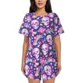 thumbnail image 1 of Goofa Skull rainbow mushroom colorful for Womens Cotton 2 Piece Pajamas Set Classic Short Sleeve Pjs Set Soft Button Down Sleepwear Loungewear-Medium, 1 of 7