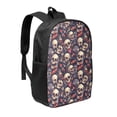 thumbnail image 1 of Goofa Skull record rock Pattern 17in Student Backpack - School, Travel, Work Bookbag -Laptop Backpack,Water Resistant College School Computer Bag, 1 of 6
