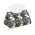 thumbnail image 1 of Goofa Skulls Roses Pattern Triangle Square Tissue Box Cover, Modern PVC Leathe Facial Paper Holder,Decorative Holder/Organizer for Bathroom Vanity Countertop, 1 of 9