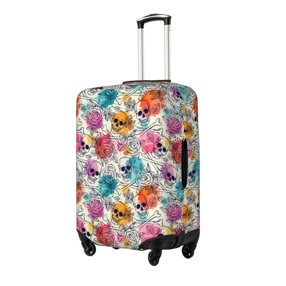Goofa Skulls and Roses Pattern Luggage Covers For Suitcase,Suitcase Cover Protector Fit 18-32 Inch Luggage-