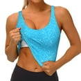 thumbnail image 1 of Goofa Sky Blue Glitter Printed Sports Bras for Women, High Impact Running Bra Workout Crop Tank Tops Longline Sports Bra Push up-Small, 1 of 9