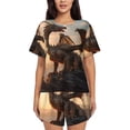 thumbnail image 1 of Goofa Sky Sunset Bronze Dragon for Womens Cotton 2 Piece Pajamas Set Classic Short Sleeve Pjs Set Soft Button Down Sleepwear Loungewear-3X-Large, 1 of 7
