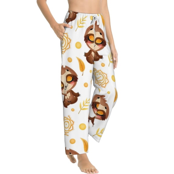 Goofa Sloth Yoga Printed Soft Pajama Pants for Women, Wide Leg Comfy Casual Lounge Yoga Pants-Medium