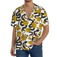 thumbnail image 1 of Goofa Snake And Rose Printed Men's Casual Short-sleeved Shirt,Lightweight Breathable Button-down,Summer Casual men's top,Versatile Fashion shirt-4X-Large, 1 of 7