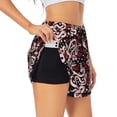 thumbnail image 1 of Goofa Snake And Rose Printed Women 2 in 1 Running Shorts,Quick Dry Athletic Workout Shorts,High Waisted Athletic Shorts with Liner Pockets-Large, 1 of 9