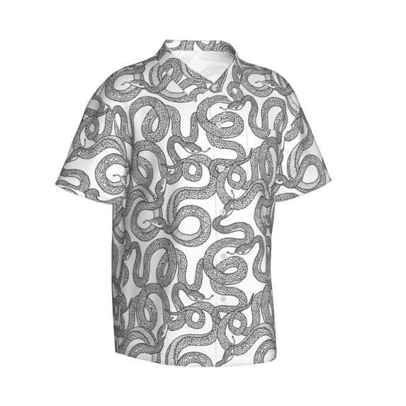 Goofa Snake Hawaiian Shirt for Men, Unisex Summer Beach Casual Short Sleeve Button Down Shirts,Aloha Tropical Floral print shirt-Large