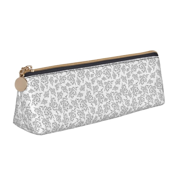 Goofa Snake Pattern Pencil Case Portable Stylish Triangle Pencil Pouch with Zipper Leather Cosmetic Pouch Bag Makeup Cosmetic Pencil Pouch