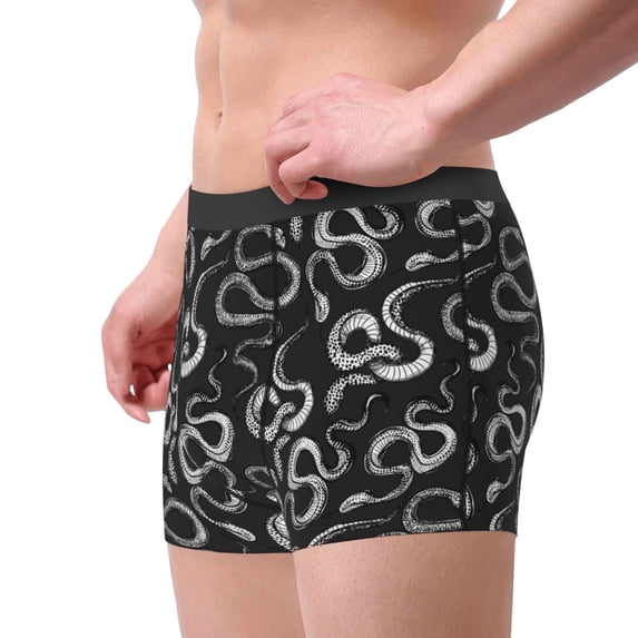 Goofa Snake Printed Men's Boxer Briefs Underwear, Moisture-Wicking Underwear, Trunk,Soft and Breathable Cotton Underwear-Small
