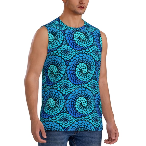 Goofa Snake Printed Men's Sleeveless T-Shirt - Athletic Gym Workout Tank Top for Men - Moisture-Wicking, UPF 30+ Quick-Dry Muscle Tee-Medium