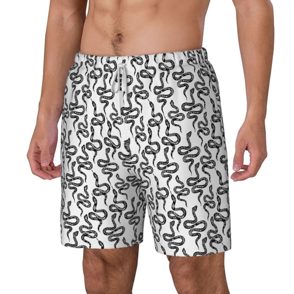 Goofa Snake Printed Men's Swim Trunks Board Shorts Quick Dry Mens Swimming Trunks with Compression Liner,Breathable Fit Hawaii Beach Shorts-Large