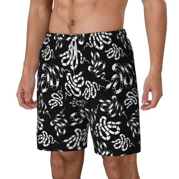 Goofa Snake Printed Men's Swim Trunks Board Shorts Quick Dry Mens Swimming Trunks with Compression Liner,Breathable Fit Hawaii Beach Shorts-XX-Large