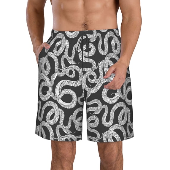 Goofa Snake Printed Mens Swim Trunks Summer Quick Dry Short Beach Swimwear Bathing Suits-3X-Large